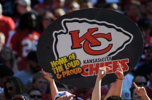 Oct 13, 2013; Kansas City, MO, USA; Kansas City Chiefs fans show their support during the second half of the game against the Oakland Raiders at Arrowhead Stadium. The Chiefs won 24-7. Credit: Denny Medley-USA TODAY Sports