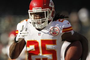 Dec 15, 2013; Oakland, CA, USA; Chiefs running back Jamaal Charles (25) runs for a touchdown against the Oakland Raiders O.co Coliseum. Credit: Cary Edmondson-USA TODAY Sports
