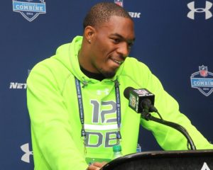 Feb 23, 2014; Indianapolis, IN, USA; Alabama free safety Ha'Sean Clinton-Dix speaks to the media during the 2014 NFL Combine at Lucas Oil Stadum. Mandatory Credit: Pat Lovell-USA TODAY Sports