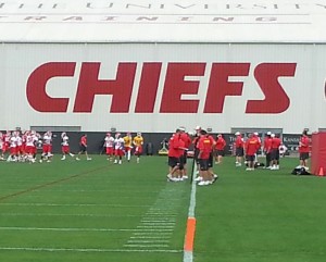 May 26, 2013; Kansas City, MO; General view of rookies taking the field for last day of minicamp. Credit: Teope.