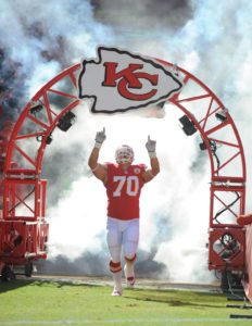 Oct 27, 2013; Kansas City, MO; Kansas City Chiefs defensive end Mike DeVito (70) is introduced before the game against the Cleveland Browns at Arrowhead Stadium. Credit: Denny Medley-USA TODAY Sports