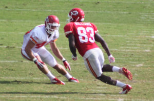Aug. 1, 2014; St. Joseph, MO, USA; Rookie safety Daniel Sorenson (left) among the safeties picking up playing time as injuries mount. Credit: Matt Derrick, ChiefsSpin.com