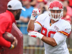 Aug. 3, 2014; St. Joseph, MO; Chiefs linebacker Josh Mauga works on drills during training camp. Photo used with permission by Chiefs PR. Credit: KCChiefs.com. 
