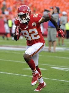 Aug 7, 2014; Kansas City, MO; Chiefs wide receiver Dwayne Bowe (82) warms up before the game against the Cincinnati Bengals at Arrowhead Stadium. Credit: John Rieger-USA TODAY Sports