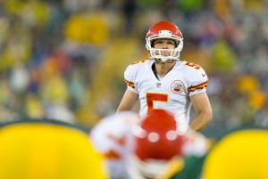 Aug 28, 2014; Green Bay, WI; Chiefs kicker Cairo Santos (5) during the preseason game against the Packers at Lambeau Field. Credit: Jeff Hanisch-USA TODAY Sports