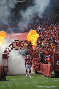 Sep 7, 2014; Kansas City, MO; Chiefs strong safety Eric Berry (29) is introduced before the game against the Tennessee Titans at Arrowhead Stadium. Credit: Denny Medley-USA TODAY Sports