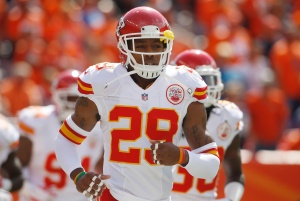 Sep 14, 2014; Denver, CO; Chiefs safety Eric Berry (29) before the game against the Denver Broncos at Sports Authority Field at Mile High. Credit: Chris Humphreys-USA TODAY Sports