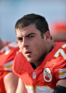 Sept. 21, 2014; Miami Gardens, FL; Chiefs offensive tackle Eric Fisher (72) during a game against the Dolphins at Sun Life Stadium. Credit: Steve Mitchell-USA TODAY Sports