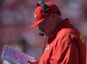 Oct 5, 2014; Santa Clara, CA; Chiefs coach Andy Reid during the game against the San Francisco 49ers at Levi's Stadium. Credit: Kirby Lee-USA TODAY Sports