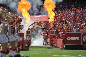 Sep 7, 2014; Kansas City, MO; Chiefs linebacker Josh Mauga (90) is introduced before the game against the Tennessee Titans at Arrowhead Stadium. Credit: Denny Medley-USA TODAY Sports