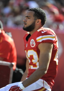 Oct 26, 2014; Kansas City, MO; Chiefs cornerback Phillip Gaines (23) on the sidelines against the St. Louis Rams at Arrowhead Stadium. Credit: John Rieger-USA TODAY Sports