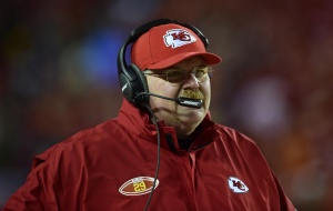 Nov 30, 2014; Kansas City, MO; Chiefs head coach Andy Reid on the sidelines in the fourth quarter against the Denver Broncos at Arrowhead Stadium. Credit: Ron Chenoy-USA TODAY Sports