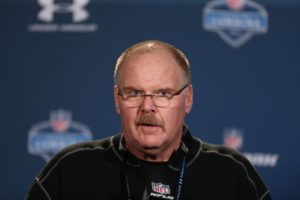 Feb 18, 2015; Indianapolis; Chiefs coach Andy Reid speaks to the media during the 2015 NFL Combine at Lucas Oil Stadium. Credit: Brian Spurlock-USA TODAY Sports