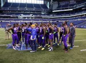 Feb 23, 2015; Indianapolis; Defensive backs get instructions during the 2015 NFL Scouting Combine at Lucas Oil Stadium. Credit: Brian Spurlock-USA TODAY Sports