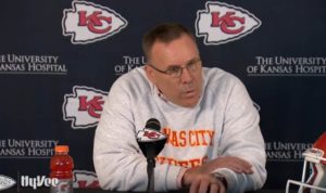 April 24, 2015; Kansas City, MO; Screen grab of Chiefs general manager holding his annual pre-NFL Draft presser. Credit: KCChiefs.com