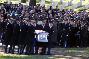 Nov. 14, 2003; Arlington, VA; Soldiers rendering honors as the 3rd ID Honor Guard carries Sgt. Maj. Cornell W. Gilmore to his final resting place at Arlington Cemetery. An estimated 500 people attended the burial service. Credit: ArlingtonCemetery.net via Jahi Chikwendiu, The Washington Post
