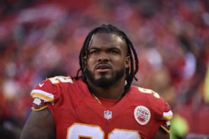 Kansas City Chiefs nose tackle Dontari Poe (92) follows from the sideline during the second half of an NFL football game against the San Diego Chargers in Kansas City, Mo., Sunday, Dec. 28, 2014. (AP Photo/Ed Zurga)