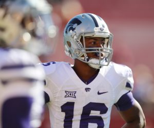Kansas State wide receiver Tyler Lockett (16) before the first half of an NCAA college football game against Iowa State Saturday, Sept. 6, 2014, in Ames, Iowa. (AP Photo/Justin Hayworth)