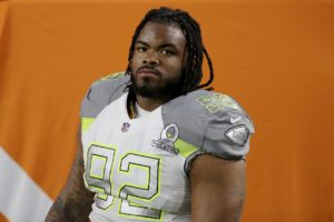 Jan. 25, 2015; Glendale, AZ; Chiefs defensive tackle Dontari Poe takes in the action during the Pro Bowl. (AP Photo/Gregory Payan)