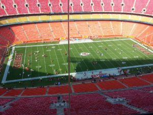 Aug. 21, 2015; Kansas City, MO; General view of the field as players warm-up for preseason action at Arrowhead Stadium. (Credit: Teope)