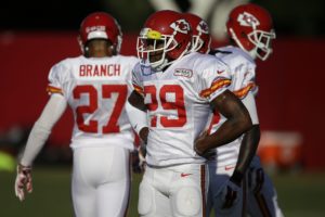 Aug. 11, 2015; St. Joseph, MO; Chiefs strong safety Eric Berry (29) during training camp at Missouri Western State University. (AP Photo/Orlin Wagner)