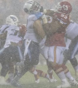 Aug. 28, 2015; Kansas City, MO; Chiefs defensive lineman Hebron Fangupo fights to get around a Tennessee Titan player during a preseason game at Arrowhead Stadium. The Chiefs defeated the Titans 34-10 after the game was called because of the weather with 3:50 remaining. (Emily DeShazer/The Topeka Capital-Journal)