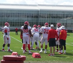 Sept. 9, 2015; Kansas City, MO; Chiefs defensive tackle Dontari Poe (92) during individual position drills at the team's training facility. (Credit: Teope)