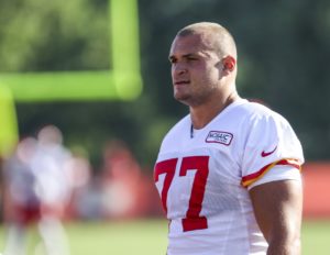 Aug. 2, 2015; St. Joseph, MO; Chiefs defensive end Mike Catapano (77) during training camp at Missouri Western State University. (Emily DeShazer/The Topeka Captial-Journal)