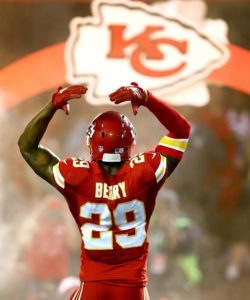 Sept. 25, 2015; Kansas City, MO: Chiefs safety Eric Berry during pregame introductions against the Denver Broncos at Arrowhead Stadium. (Chris Neal/The Topeka Capital-Journal)