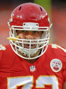 Sept. 17; 2015; Kansas City, MO: Chiefs tackle Eric Fisher (72) during pregame warmups against the Denver Broncos at Arrowhead Stadium. (Chris Neal/The Topeka Capital-Journal)