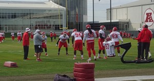 Oct. 15, 2015; Kansas City, MO; Chiefs defensive linemen go through position drills at the team's training facility. (Credit: Teope)