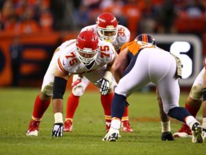 Nov. 15, 2015; Denver; Chiefs right tackle Jah Reid (75) lines up against the Denver Broncos at Sports Authority Field at Mile High. (Photo used with permission from Chiefs PR. Credit: KCChiefs.com)