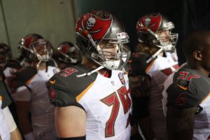 Aug. 24, 2015; Tampa; Then-Buccaneers tackle Reid Fragel (79) in the tunnel before a preseason game. (AP Photo/Brian Blanco)