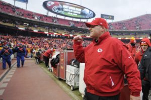 Dec. 27, 2015; Kansas City, MO; Chiefs coach Andy Reid reacts heading off the field after the game against the Cleveland Browns at Arrowhead Stadium. (AP Photo/Ed Zurga)