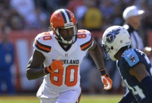 Sept. 20, 2015; Cleveland; Browns wide receiver Dwayne Bowe (80) runs a route against the Tennessee Titans at FirstEnergy Stadium. (AP Photo/David Richard)