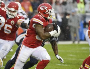 Dec. 13, 2015; Kansas City, MO; Chiefs running back Spencer Ware (32) against the San Diego Chargers at Arrowhead Stadium. (AP Photo/Reed Hoffmann)