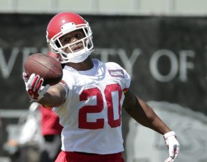 May 18, 2015; Kansas City, MO; Chiefs cornerback Steven Nelson during rookie minicamp at the team's training facility. (AP Photo/Charlie Riedel)