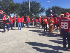 Jan. 9, 2016; Houston; Chiefs fans tailgate outside of NRG Stadium. (Credit: Amie Just)