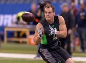 Feb. 26, 2016; Indianapolis; Kansas State fullback Glenn Gronkowski during drills at the NFL Scouting Combine at Lucas Oil Stadium. (AP Photo/L.G. Patterson)