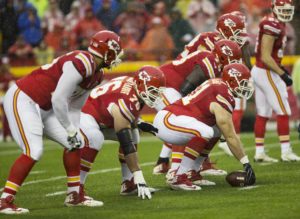 Dec. 13, 2015; Kansas City, MO; General view of the Chiefs offensive line in the game against the San Diego Chargers at Arrowhead Stadium. (Emily DeShazer/The Topeka Capital-Journal)