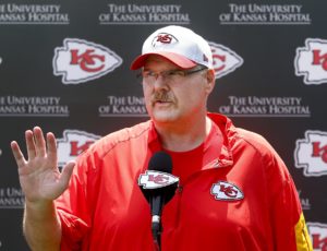 May 7, 2016; Kansas City, MO: Chiefs coach Andy Reid addresses the media on Day One of rookie minicamp at the team's training facility. (Chris Neal/The Topeka Capital-Journal)