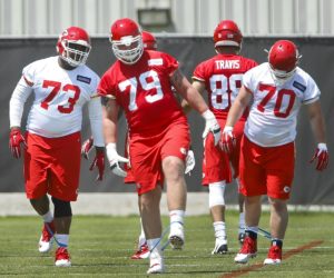 May 7, 2016; Kansas City, MO; Chiefs rookie offensive lineman Parker Ehinger (79) warms up during rookie minicamp at the team's training facility. (Chris Neal/The Topeka Capital-Journal)