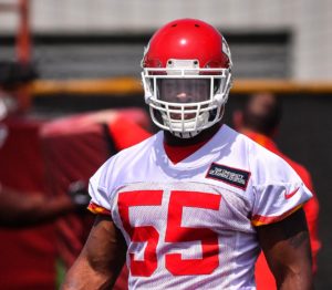 June 1, 2016; Kansas City, MO; Chiefs outside linebacker Dee Ford (55) during Day Five of organized team activities at the team's training facility. (Rex Wolf/The Topeka Capital-Journal)