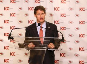 Aug. 26, 2016; Kansas City, MO; Kansas City Chiefs CEO addresses the media during the team's annual kickoff luncheon at the Sheraton Kansas City Hotel. (Credit: Photo used with permission by Chiefs PR, KCChiefs.com)