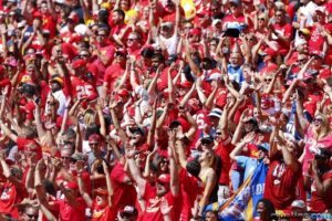 Kansas City Chiefs fans showed their team support during an overtime win over the Chargers, 33-27, at Arrowhead Stadium on Sept. 11, 2016. (Chris Neal/The Topeka Capital-Journal)