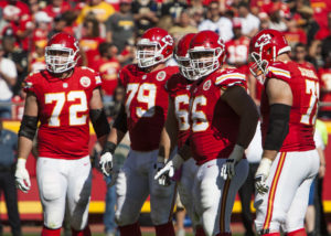 Kansas City Chiefs offensive line yielded zero sacks against the New Orleans Saints at Arrowhead Stadium during the team's 27-21 win on Oct. 23, 2016 in Kansas City, MO (Nick Tre. Smith/Special to the Topeka Capital-Journal)