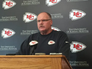 Kansas City Chiefs coach Andy Reid addresses the media during this weekly Monday press conference at the team's training complex in Kansas City, Mo., Oct. 24, 2016. (Photo by Matt Derrick, ChiefsDigest.com)