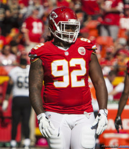 Kansas City Chiefs defensive tackle Dontari Poe prepares to line up during the Chiefs 27-21 win over the New Orleans Saints. Sunday, October 23, 2016 in Kansas City, Mo. (Nick Tre. Smith/Special to The Topeka Capital-Journal)