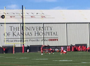 Kansas City Chiefs backup long snapper Anthony Sherman worked out with kicker Cairo Santos and punter Dustin Colquitt during practice at the team's training complex Nov. 16, 2016. (Photo by Matt Derrick, ChiefsDigest.com)