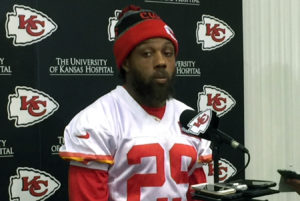 Kansas City Chiefs safety Eric Berry spoke with reporters Wednesday as the team prepared for its divisional playoff meeting with the Pittsburgh Steelers at Arrowhead Stadium. (Photo by Matt Derrick, ChiefsDigest.com)
